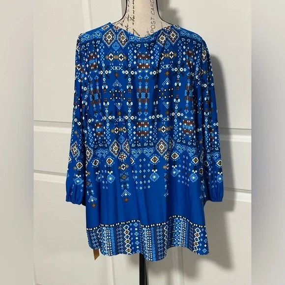 Ruby Rd. Blue Patterned Blouse - Picture 5 of 11